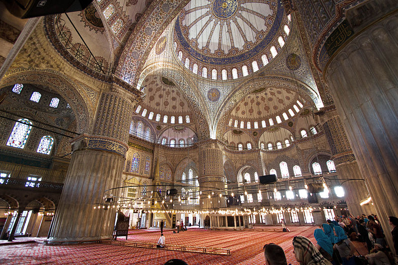 Sultan Ahmed Mosque interior view,